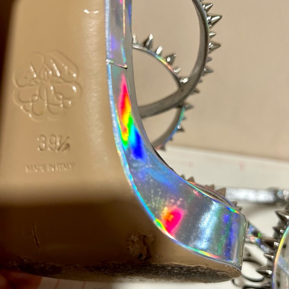 Alexander McQueen Punk Stud Holographic  Leather Platform Stilettos - Picture 10 of 10